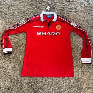 David Beckham Manchester United Retro Vintage Soccer Jersey - Long Sleeve - NEW
